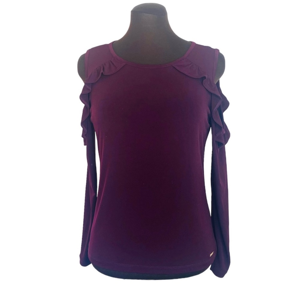 Ivanka Trump Cold Shoulder Ruffle Top Blouse
